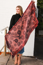 Load image into Gallery viewer, Large Pashmina Scarf Rose Print
