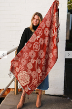 Load image into Gallery viewer, Large Pashmina Scarf Rose Print
