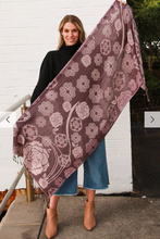 Load image into Gallery viewer, Large Pashmina Scarf Rose Print
