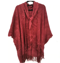 Load image into Gallery viewer, Knitted Cape with Decorative Scarf
