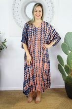 Load image into Gallery viewer, Long Kaftan Dress Crackle Tie Dye Print
