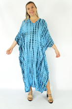 Load image into Gallery viewer, Long Kaftan Dress Crackle Tie Dye Print
