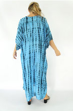 Load image into Gallery viewer, Long Kaftan Dress Crackle Tie Dye Print
