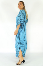 Load image into Gallery viewer, Long Kaftan Dress Crackle Tie Dye Print
