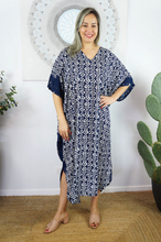 Load image into Gallery viewer, Long Kaftan Dress Tiki Print
