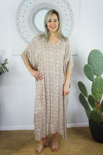 Load image into Gallery viewer, Long Kaftan Dress Tiki Print
