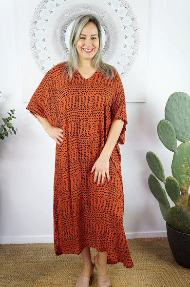 Long Kaftan Dress Jellybean Print