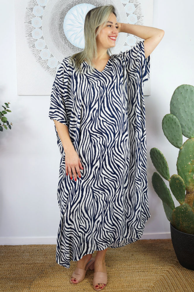 Long Kaftan Dress Madagascar Print