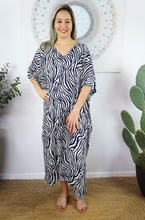 Load image into Gallery viewer, Long Kaftan Dress Madagascar Print
