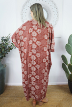 Load image into Gallery viewer, Long Kaftan Dress Sunflower Print
