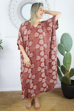 Load image into Gallery viewer, Long Kaftan Dress Sunflower Print
