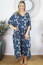 Load image into Gallery viewer, Long Kaftan Dress Sunflower Print
