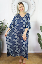 Load image into Gallery viewer, Long Kaftan Dress Sunflower Print
