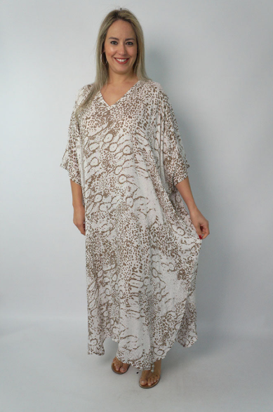 Long Kaftan Dress Animal Print