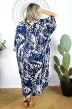 Load image into Gallery viewer, Long Kaftan Dress Fern Print
