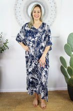 Load image into Gallery viewer, Long Kaftan Dress Fern Print
