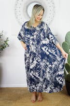 Load image into Gallery viewer, Long Kaftan Dress Fern Print
