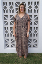 Load image into Gallery viewer, Cold Shoulder Mykonos Dress Tanzania Print
