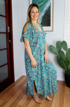 Load image into Gallery viewer, Cold Shoulder Mykonos Dress Tijuana Print
