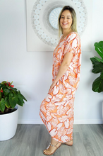 Load image into Gallery viewer, Frill Toga Dress Leaves Print
