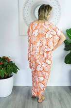 Load image into Gallery viewer, Frill Toga Dress Leaves Print
