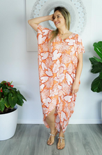 Load image into Gallery viewer, Frill Toga Dress Leaves Print
