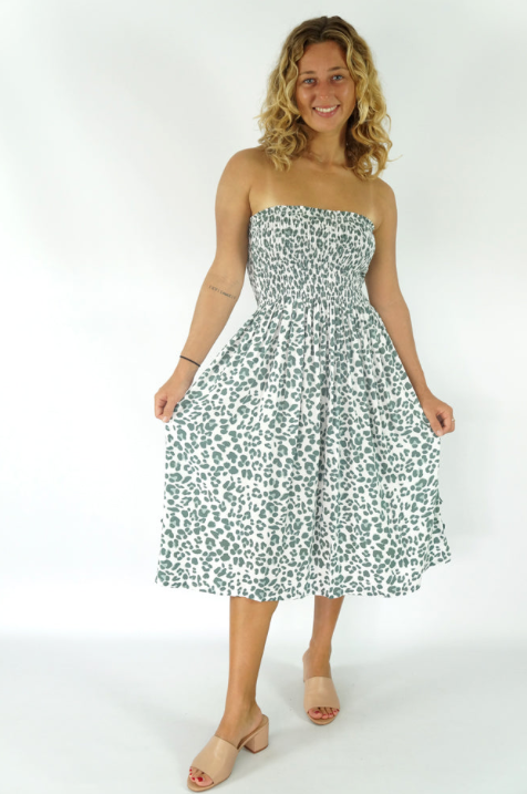 Short Smock Dress Safari Print