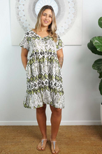 Load image into Gallery viewer, Kiki Baby Doll Dress Abstract Diamond Print

