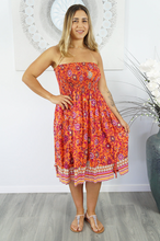 Load image into Gallery viewer, Short Smock Dress Sangria Print
