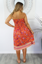 Load image into Gallery viewer, Short Smock Dress Sangria Print
