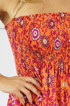 Load image into Gallery viewer, Short Smock Dress Sangria Print
