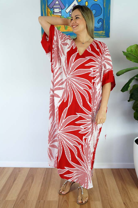 Long Kaftan Dress Reunion Print