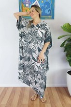 Load image into Gallery viewer, Long Kaftan Dress Betelnut Print
