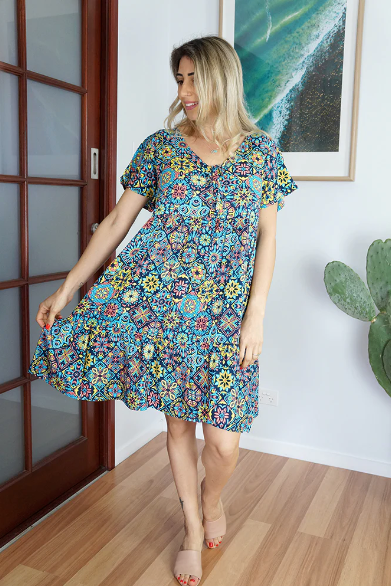 Kiki Baby Doll Dress Tijuana Print