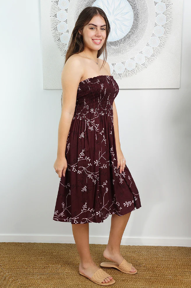 Short Smock Dress Sari Print