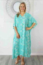 Load image into Gallery viewer, Long Kaftan Dress Sunflower Print
