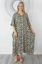 Load image into Gallery viewer, Long Kaftan Dress Walnut Print
