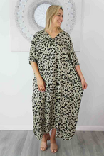 Load image into Gallery viewer, Long Kaftan Dress Walnut Print
