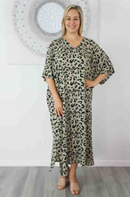 Load image into Gallery viewer, Long Kaftan Dress Walnut Print
