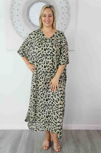 Load image into Gallery viewer, Long Kaftan Dress Walnut Print
