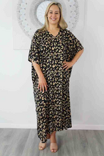 Load image into Gallery viewer, Long Kaftan Dress Walnut Print
