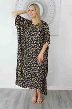 Load image into Gallery viewer, Long Kaftan Dress Walnut Print
