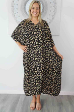 Load image into Gallery viewer, Long Kaftan Dress Walnut Print
