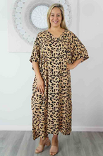 Load image into Gallery viewer, Long Kaftan Dress Walnut Print
