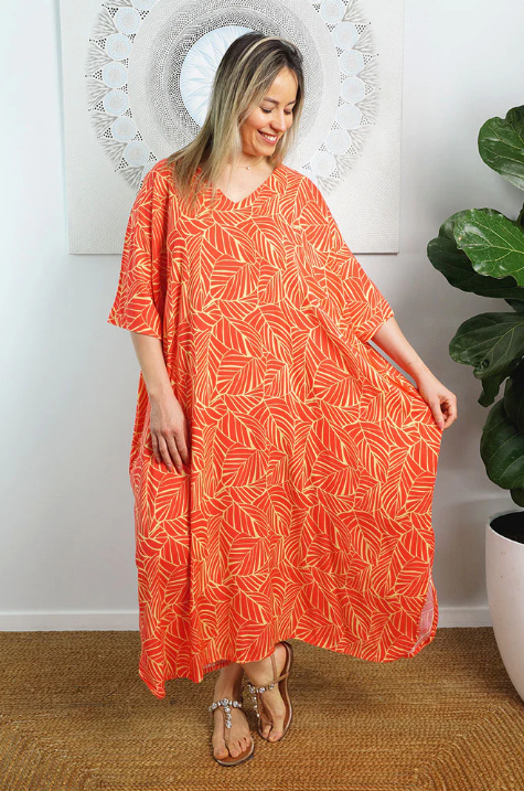 Premium Long Kaftan Dress Jungle Print