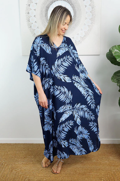 Premium Long Kaftan Dress Maui Print