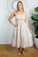 Load image into Gallery viewer, 3/4 Tie Up Smock Dress Gingham Print
