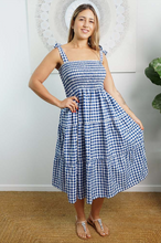 Load image into Gallery viewer, 3/4 Tie Up Smock Dress Gingham Print
