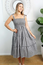 Load image into Gallery viewer, 3/4 Tie Up Smock Dress Gingham Print
