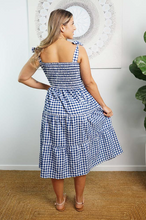 Load image into Gallery viewer, 3/4 Tie Up Smock Dress Gingham Print
